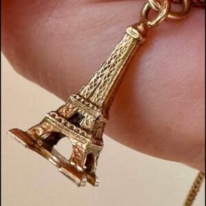Luxury Jewelry 10K Gold Chain and Paris France Eiffel Tower Charm Pendant